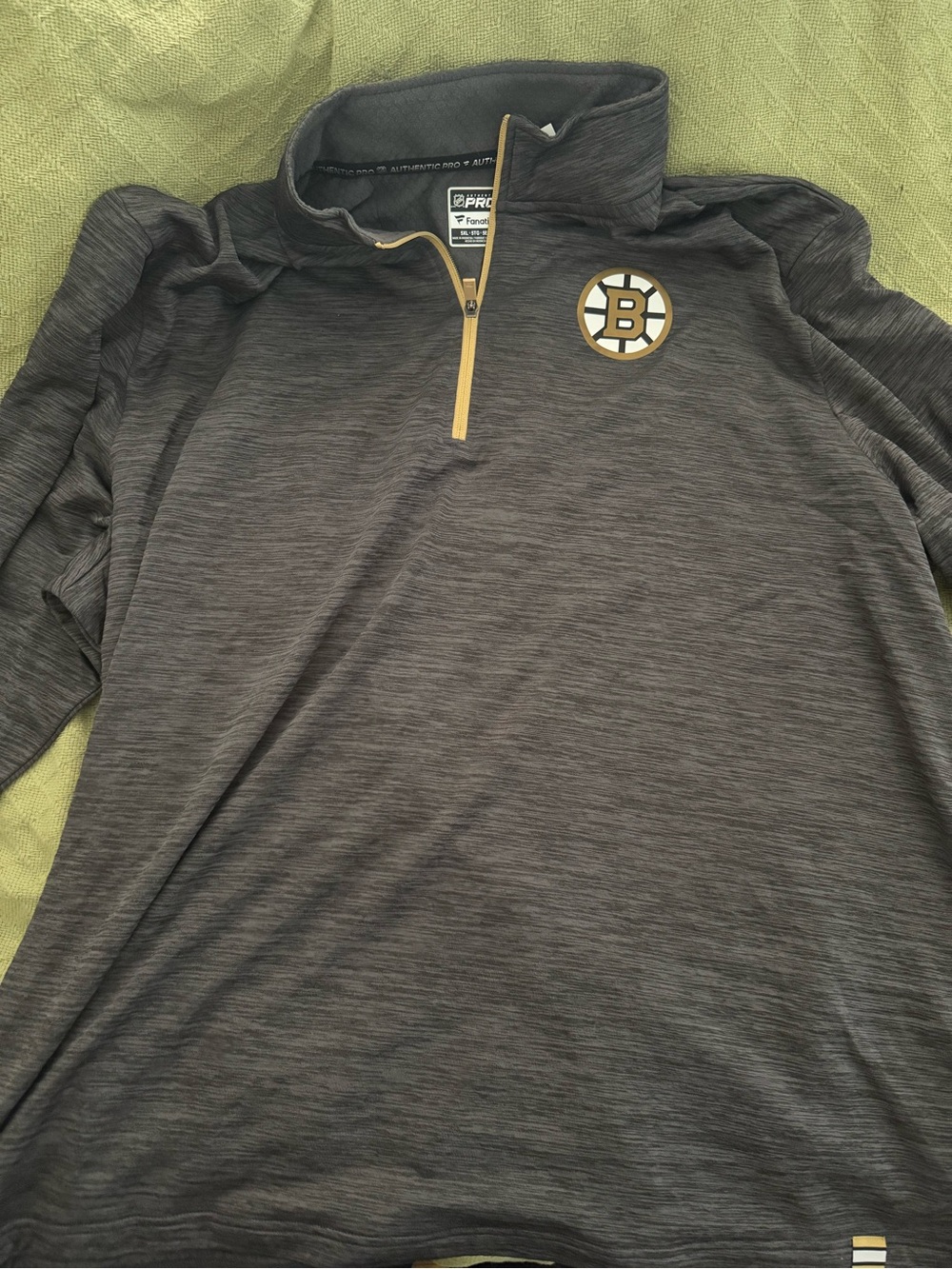 Men's Fanatics Boston Bruins Authentic Pro Quarter-Zip Pullover Top Size 5XL